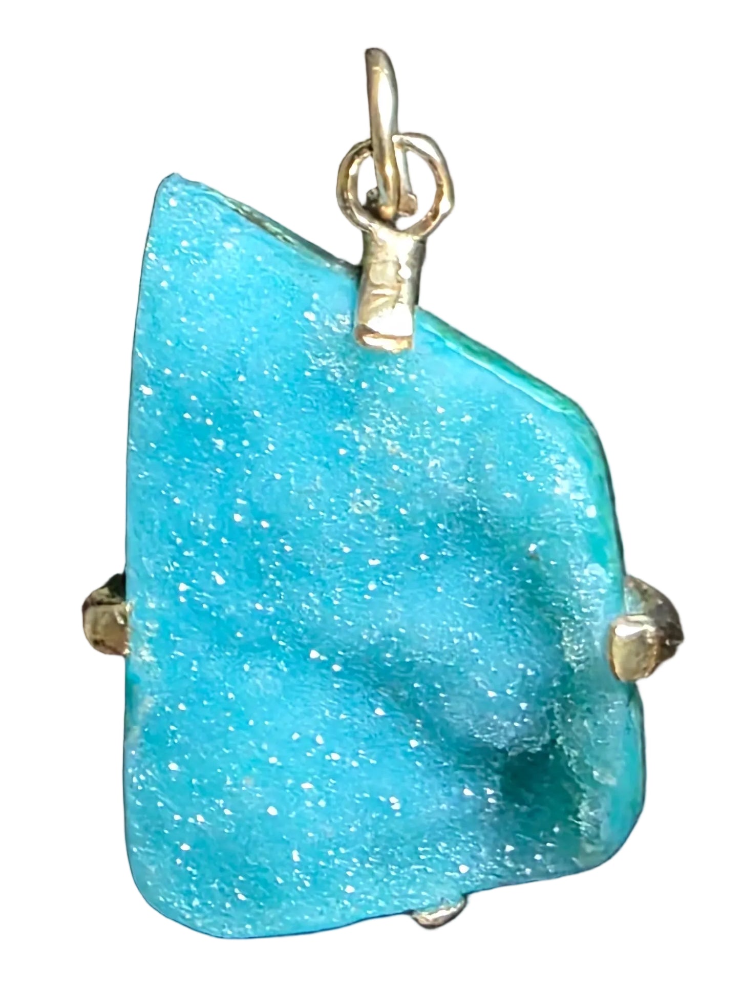 14K Gold & Hemimorphite Handcrafted Pendant